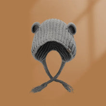 Load image into Gallery viewer, Cute Ear Protection Bear Ear Hat Keep Warm Solid Color Knitted Hat Headgear Ear Protection Hat Winter
