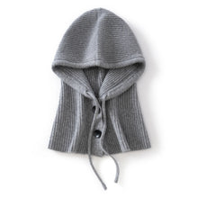 Load image into Gallery viewer, Two-Button Wool Cashmere Knitted Balaclava Hat Hood Scarf Elegant Hats Beanies Women Men Winter Neck Warm Headgear Unisex
