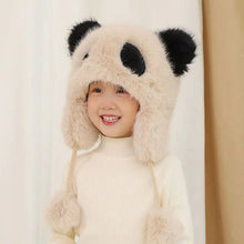 Load image into Gallery viewer, Cute Panda Women Winter Caps Windproof Plush Fur Plush Pullover Hat Winter Warm Neck Protection Kids Ear Protection Cap Outdoor
