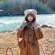 Load image into Gallery viewer, Casual Bear Ear Knitted Woolen Hat Thickened Windproof Beanies Cap Keep Warm Winter Bomber Cap Outdoor
