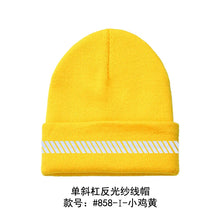 Load image into Gallery viewer, High Visibility Safety Beanie Reflective Knit Ribbed Hats Warm Winter Bonnets for Night Running Hiking Cycling

