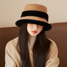 Load image into Gallery viewer, Plush Fisherman Hat Women Winter Polyester Fiberlarge Bucket Cap Fashionable and Versatile Warm Plush Pot Cap Ear Protection Hat
