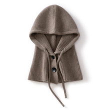 Load image into Gallery viewer, Two-Button Wool Cashmere Knitted Balaclava Hat Hood Scarf Elegant Hats Beanies Women Men Winter Neck Warm Headgear Unisex
