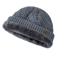 Load image into Gallery viewer, Unisex Peak Labal Winter Hats Fashion Knitted Hats For Men Women Beanie Cap Outdoor Plush Fur Lined Warm Sports Hat
