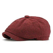 Load image into Gallery viewer, Men Women Wool Newsboy Caps Herringbone Flat Caps Coffee British Gatsby Caps Autumn Winter Warm Woolen Hats Gorras
