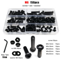 Load image into Gallery viewer, M1.6 M2 M2.5 M3 M4 M5 M6 M8 Black Grade 10.9 Steel Hex Hexagon Socket Allen Button Round Head Screw Bolt Nut Assortment Kit Box

