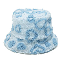 Load image into Gallery viewer, Women's Sherpa Bucket Hat with Heart Pattern Winter Cozy Fisherman Cap Furry Boonie Hat Cute Outdoor Fashion
