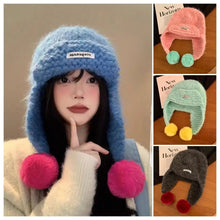 Load image into Gallery viewer, New Polyester Knitted Cap Casual Warm Earmuffs Hat Sweet Windproof Cycling Cap Women Men
