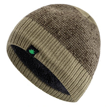 Load image into Gallery viewer, Unisex Leaf Labal Winter Hats Fashion Knitted Hats For Men Women Beanie Cap Outdoor Plush Fur Lined Warm Sports Hats
