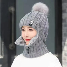 Load image into Gallery viewer, Casual Windproof Wool Knitted Hat Thickened Keep Warm Ear Protection Hat Neck Warmer Pompoms Hat Outdoor Cycling
