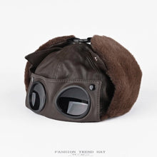 Load image into Gallery viewer, Fashion Retro Bomber Hat PU Leather Plus Fluff Pilot Hat Windproof Velvet Lining Winter Ear Protection Hat Unisex
