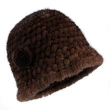 Load image into Gallery viewer, Women's Winter Gneuine Mink Fur Textile Knitted Bucket Hat Real Fur Fluffy Fishman Cap Cold Weather Warm Hats For Lady Luxury
