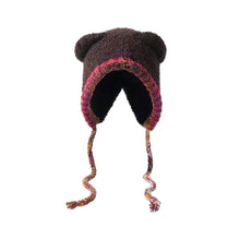 Load image into Gallery viewer, Casual Bear Ear Knitted Woolen Hat Thickened Windproof Beanies Cap Keep Warm Winter Bomber Cap Outdoor
