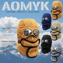 Load image into Gallery viewer, Fashion Detachable Mask Winter Thermal Hat Full Face with Glasses Bomber Hats 4 in 1 Anti-Fog Beanies Outdoor Skiing Accessories
