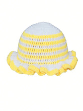 Load image into Gallery viewer, Solid Color Hand Knitted Knit Hat in Bohemian Style with Hollowed Out and Ruffled Design Bucket Shaped Hat  Fisherman's Hat

