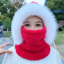 Load image into Gallery viewer, Casual Winter Balaclava Hat Thickened Neck Warmer Beanies Cap Windproof Keep Warm Integrated Scarf Hat Set Unisex
