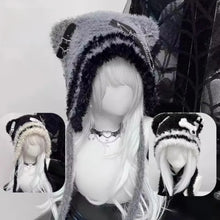 Load image into Gallery viewer, Spicy Girls Fluffy Gothic Harajuku Hat Knitted Little Bone Cross Star Punk Lolita Hat Y2K Style Beanie Hat
