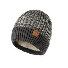 Load image into Gallery viewer, Winter Fashion Unisex Two-Tone Knitted Bean Hat Fur Lined for Warmth Casual Style
