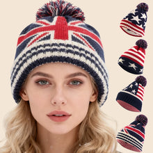 Load image into Gallery viewer, 1pc Winter  Knit Warm Beanie Hat for Men Women British American Flag Printed,suitable for Outdoor Ski Sport Hiking Windproof Cap
