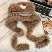 Load image into Gallery viewer, Versatile Warm Thick Knitted Hat Cherry Bow Windproof Ear Protection Cap Coldproof Cake Bear Beanies Hat Winter Outdoor
