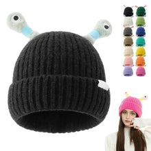 Load image into Gallery viewer, Funny With Eyes Knitted Beanies Hat Solid Color Wear Resistant LED Glowing Hat Warm Knit Hat for Women Girls Parent-Unisex Style
