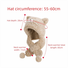Load image into Gallery viewer, One Piece Ear Protection Hat Knitted Thickened Warm Cat Ears Hat Windproof Cartoon Cycling Balaclava Winter Season

