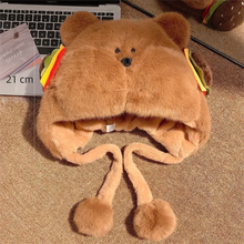 Load image into Gallery viewer, Thickened Warm Winter Hat Woolen Velvet Bear Ear Cap Hamburger Ear Protection Beanies Hat Women
