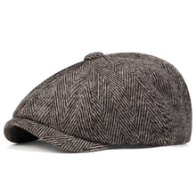 Load image into Gallery viewer, Men Women Wool Newsboy Caps Herringbone Flat Caps Coffee British Gatsby Caps Autumn Winter Warm Woolen Hats Gorras
