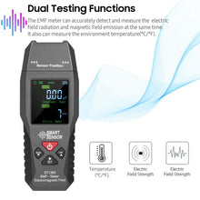 Load image into Gallery viewer, ST1393 Digital Electromagnetic Field Radiation Detector Magnetic Field Electric Field Strength Tester Handheld LCD EMF Meter

