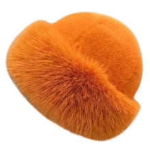 Load image into Gallery viewer, Fashion Headwear Fluffy Fur Winter Hat Thicken Fisherman Hat Solid Color Cold Windproof Panama Cap Chrismas Gifts
