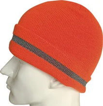 Load image into Gallery viewer, High Visibility Safety Beanie Reflective Knit Ribbed Hats Warm Winter Bonnets for Night Running Hiking Cycling
