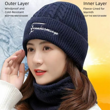 Load image into Gallery viewer, Fashion Windproof Pullover Cap Warm Knitting Hat Scarf Set Thickned Neck Protection Scarf Women
