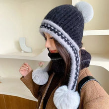 Load image into Gallery viewer, New Knitted Knitted Hat Fur Balls Pompom Ear Protection Hat Coldproof Windproof Pullover Cap Outdoor Sports
