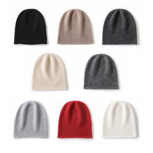 Load image into Gallery viewer, Casual Cashmere Cashmere Knitted Hat Rolled Edge Unisex Winter Warm Cap Solid Color Ear Protection Cap
