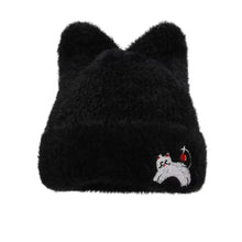 Load image into Gallery viewer, Casual Cute Cat Ear Warm Hat Keep Warm Thickened Wool Knitted Hat Windproof Ear Protection Cap for Women
