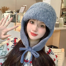 Load image into Gallery viewer, Fashion Teddy Fleece Winter Hat Warm Ear Protection Bonnet Caps Casual Windproof Woolen Crochet Bonnet Outdoor
