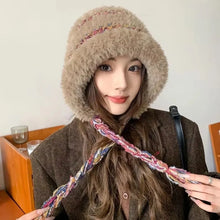 Load image into Gallery viewer, Outdoor Thickened Knitted Warm Hat Colorful Fluffy Fleece Hat Winter Breathable Ear Protection Cap Sports Cap

