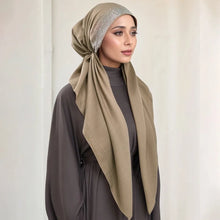 Load image into Gallery viewer, Fashion Cotton Elastic Headband Cap Elastic Band Diamond Pattern Stretch Shawl Stretch Fabric Plain Muslim Hijab Hat Women Lady
