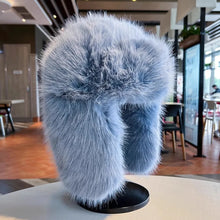 Load image into Gallery viewer, Thicken Winter Faux Fur Mink Plush Lei Feng Hat for Women Outdoor Skiing Cycling Cap Warm Ear Protection Cold Proof Russian Hat
