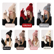 Load image into Gallery viewer, Men's / Women's Outdoor Warm Fleece-lined Knitted Hats Winter Cold-proof Double-layer Stocking Cap One/three-piece Set Skullies
