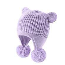 Load image into Gallery viewer, Cute Soft Winter Hat Fleece Lined Warm Fabric Toddler Beanie 2 Cute Ears Warm Fleece Hat Winter Season
