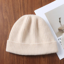 Load image into Gallery viewer, 100%Merino Wool Beanies For Women&amp;Men Winter Warm Soft Solid Knitted Thick Skullies Cap Flipped Heap Pullover Cap Ski Bonnet
