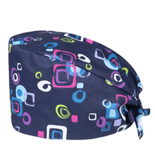 Load image into Gallery viewer, Unisex Cartoon Printing Scrub Cap Adjustable Buckle Print Design Nursing Cap Pure Breathable Soft Lab Scrub Hat Operating Room
