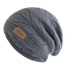 Load image into Gallery viewer, Unisex Beanie Hats For Men Women Outdoor Ski Sports Winter Hat Letter Label Decor Plush Fur Lined Warm Knitted Hat
