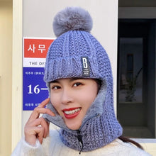 Load image into Gallery viewer, Casual Windproof Wool Knitted Hat Thickened Keep Warm Ear Protection Hat Neck Warmer Pompoms Hat Outdoor Cycling
