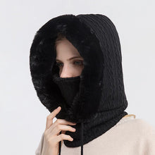 Load image into Gallery viewer, Winter Hat For Women Hooded Face Mask Fluff Keep Warm Thicken Style Neck Scarf Hooded Cap Beanie Knitted Cashmere Neck Warmer
