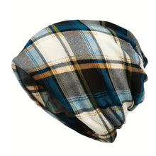 Load image into Gallery viewer, Contrasting Colors Pullover Hat Multifunctional Plaid Print Turban Hats Scarf Pullover Hat Casual Hedging Cap Autumn and Winter
