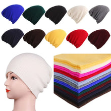 Load image into Gallery viewer, High Quality Solid Cute Winter Hats Multicolors 28*18cm Knitted Hat Girls Autumn Female Baggy Cap
