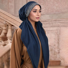 Load image into Gallery viewer, Fashion Cotton Elastic Headband Cap Elastic Band Diamond Pattern Stretch Shawl Stretch Fabric Plain Muslim Hijab Hat Women Lady

