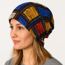 Load image into Gallery viewer, Contrasting Colors Pullover Hat Plaid Print Scarf Pullover Hat Turban Hats Multifunctional Keep Warm Women's Pile Hat
